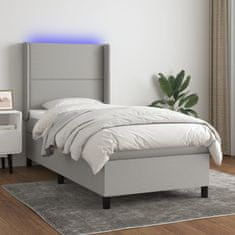 Vidaxl Box spring postelja z vzmetnico LED svetlo siva 80x200 cm blago