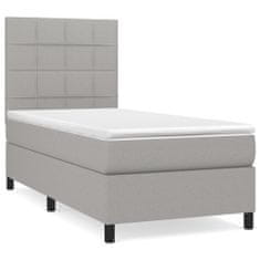 Vidaxl Box spring postelja z vzmetnico svetlo siva 90x190 cm blago