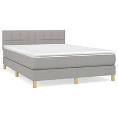 Vidaxl Box spring postelja z vzmetnico svetlo siva 140x200 cm blago