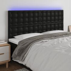 Vidaxl LED posteljno vzglavje črno 180x5x118/128 cm umetno usnje