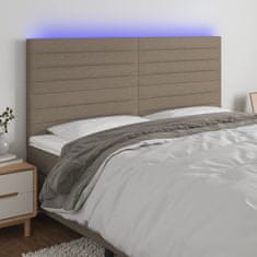 shumee vidaXL LED posteljno vzglavje taupe 180x5x118/128 cm blago