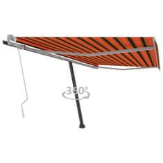 shumee vidaXL Prostostoječa ročno zložljiva tenda 400x350 cm oranžna/rjava