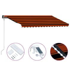 Vidaxl Zložljiva tenda s senzorjem za veter LED 450x300 cm oranžna