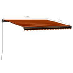 Vidaxl Ročno zložljiva tenda 400x300 cm oranžna in rjava