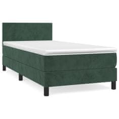 Vidaxl Box spring postelja z vzmetnico temno zelen 90x190 cm žamet