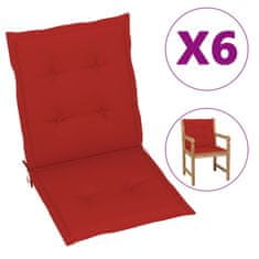 Vidaxl Blazine za vrtne stole 6 kosov rdeče 100x50x4 cm