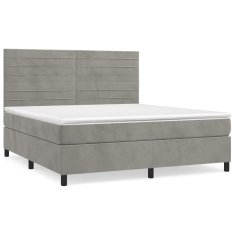 Vidaxl Box spring postelja z vzmetnico svetlo siva 160x200 cm žamet