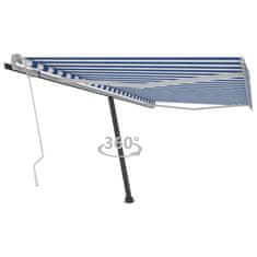 Vidaxl Prostostoječa ročno zložljiva tenda 450x350 cm modra/bela