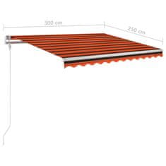 Vidaxl Avtomatska tenda LED + senzor 300x250 cm oranžno/rjava