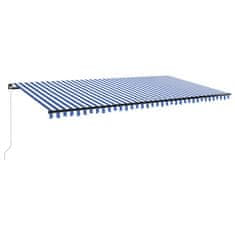 Vidaxl Ročno zložljiva tenda z LED lučmi 600x350 cm modra in bela