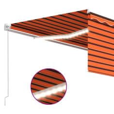 Vidaxl Ročno zložljiva markiza z LED, 4,5x3 m, oranžno-rjava