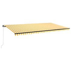 Vidaxl Ročno zložljiva tenda z LED lučmi 600x350 cm rumena in bela