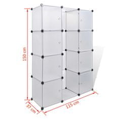 Vidaxl Modularna omarica z 9 predelki 37 x 115 x 150 cm bela