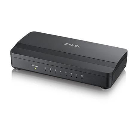 Zyxel GS-108S, 8-portno stikalo 10/100/1000 Mb/s Gigabit Ethernet, 3 vrata QoS (1 vrata "High", 2 vrata "Middle"), 802.3az