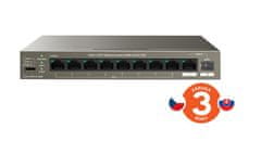 Tenda TEG1110PF-8-102W PoE AT stikalo 8xPoE 802.3af/at + Uplink RJ45 + SFP vrata, 92W, PoE+, brez ventilatorja