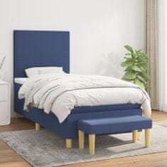 Vidaxl Box spring postelja z vzmetnico modra 100x200 cm blago