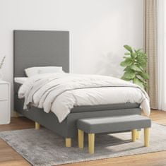 Vidaxl Box spring postelja z vzmetnico temno siva 80x200 cm blago