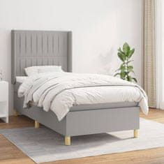 Vidaxl Box spring postelja z vzmetnico svetlo siv 100x200 cm blago