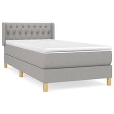 Vidaxl Box spring postelja z vzmetnico svetlo siva 90x190 cm blago