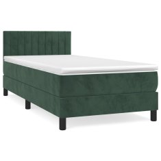 Vidaxl Box spring postelja z vzmetnico temno zelena 80x200 cm žamet