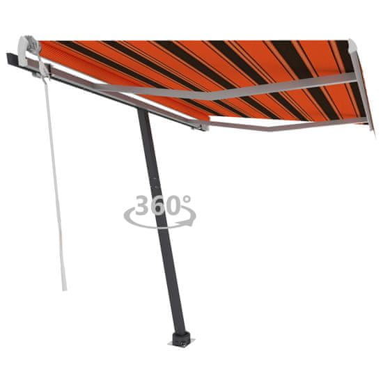 Vidaxl Prostostoječa ročno zložljiva tenda 350x250 cm oranžna/rjava