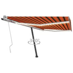 Vidaxl Ročno zložljiva tenda z LED lučkami 450x300 cm oranžna in rjava