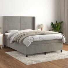 Vidaxl Box spring postelja z vzmetnico svetlo siva 140x200 cm žamet