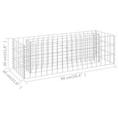 Vidaxl Visoka greda gabion pocinkano jeklo 90x30x30 cm