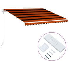 Vidaxl Avtomatsko zložljiva tenda 450x300 cm oranžna in rjava