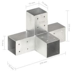 Vidaxl Spojnik za steber X oblike pocinkana kovina 71x71 mm