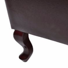 Vidaxl Naslanjač s stolčkom za noge temno rjavo umetno usnje