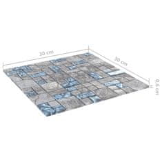 Vidaxl Mozaik ploščice 11 kosov sive in modre 30x30 cm steklo