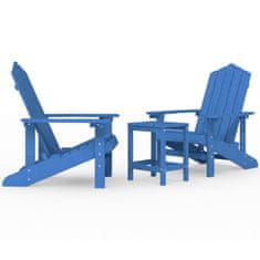 Vidaxl Vrtna stola Adirondack z mizico HDPE aqua modra