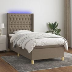 Vidaxl Box spring postelja z vzmetnico LED taupe 90x190 cm blago