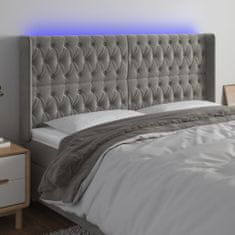 Vidaxl LED posteljno vzglavje svetlo sivo 203x16x118/128 cm žamet