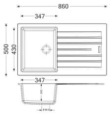 Apell PTPL861AL pomivalno korito, enojno, aluminij