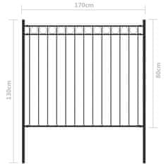 Vidaxl Vrtna ograja jeklo 1,7x0,8 m črna