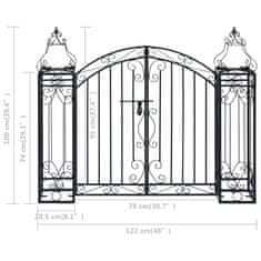 Vidaxl Okrasna vrtna vrata kovano železo 122x20,5x100 cm