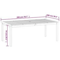 Vidaxl Vrtna miza 200x100x74 cm trden akacijev les