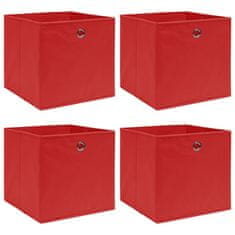 Vidaxl Škatle za shranjevanje 4 kosi rdeče 32x32x32 cm blago