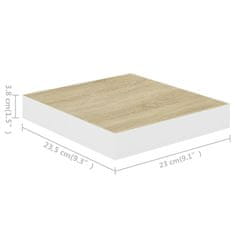 Vidaxl Stenska polica barva hrasta in bela 23x23,5x3,8 cm MDF