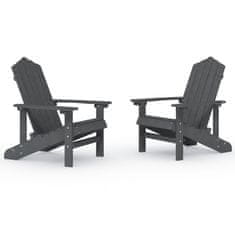 Greatstore Vrtni stoli Adirondack 2 kosa HDPE antracitni