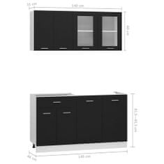 Vidaxl Komplet kuhinjskih omaric 4-delni črn inženirski les
