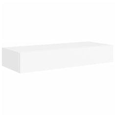 Vidaxl Stenska polica s predalom 2 kosa bela 60x23,5x10 cm mediapan