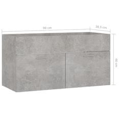 Vidaxl Omarica za umivalnik betonsko siva 90x38,5x46 cm iverna plošča