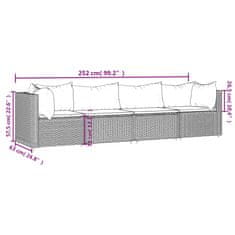 Vidaxl Vrtna sedežna garnitura 4-delna z blazinami rjav poli ratan