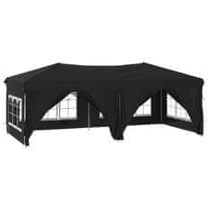 Vidaxl Zložljiv vrtni šotor s stranicami črn 3x6 m