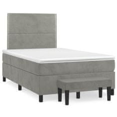 Vidaxl Box spring postelja z vzmetnico svetlo siva 120x200 cm žamet