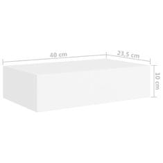 Vidaxl Stenska polica s predalom 2 kosa bela 40x23,5x10 cm mediapan