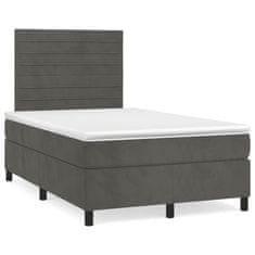 Vidaxl Box spring postelja z vzmetnico temno siva 120x200 cm žamet